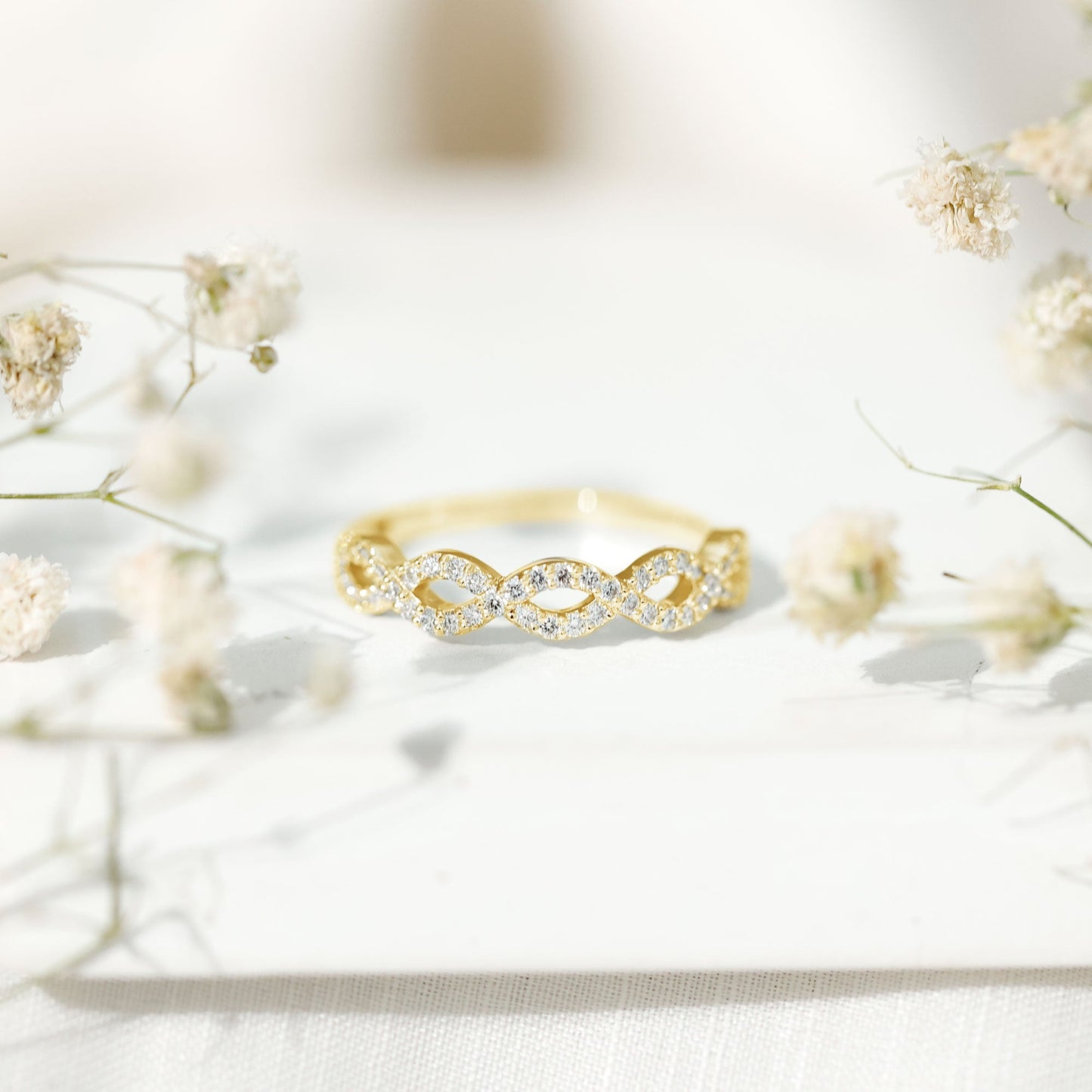 Pave Set Lab Grown Diamond Infinity Wedding Band