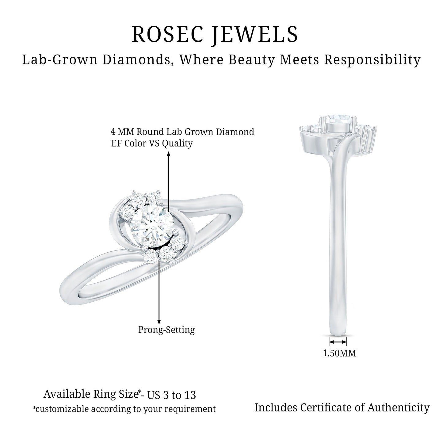Brilliant Cut Certified Lab Grown Diamond Promise Ring For Her