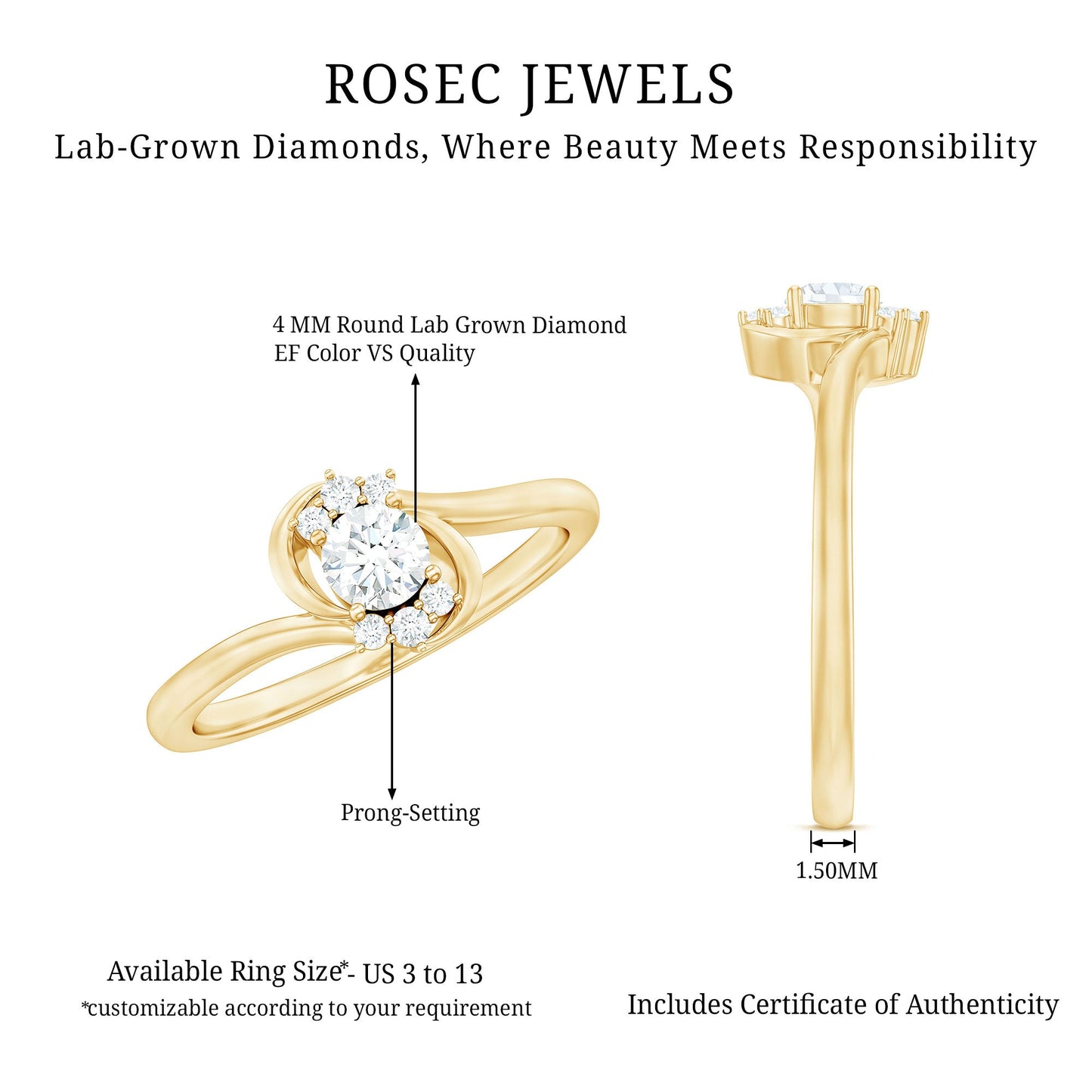 Brilliant Cut Certified Lab Grown Diamond Promise Ring For Her