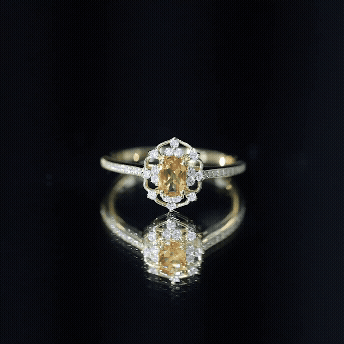 Genuine Citrine Vintage Engagement Ring in Gold Plated Silver