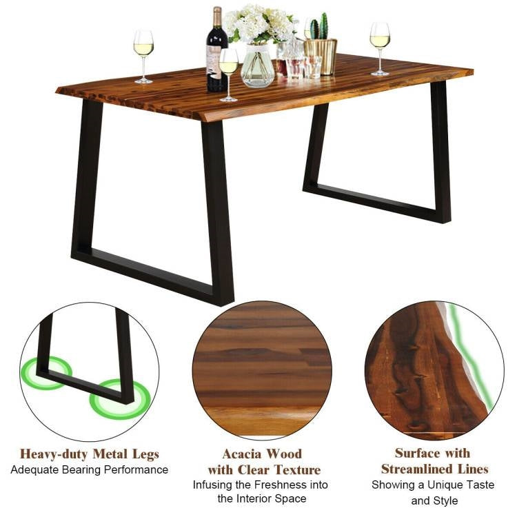 Mesa de comedor moderna para patio o cocina con estructura metálica y tablero de madera para interiores o exteriores