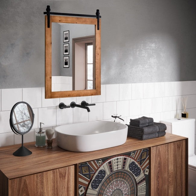 Espejo de baño rústico de pared de 30 x 22 pulgadas