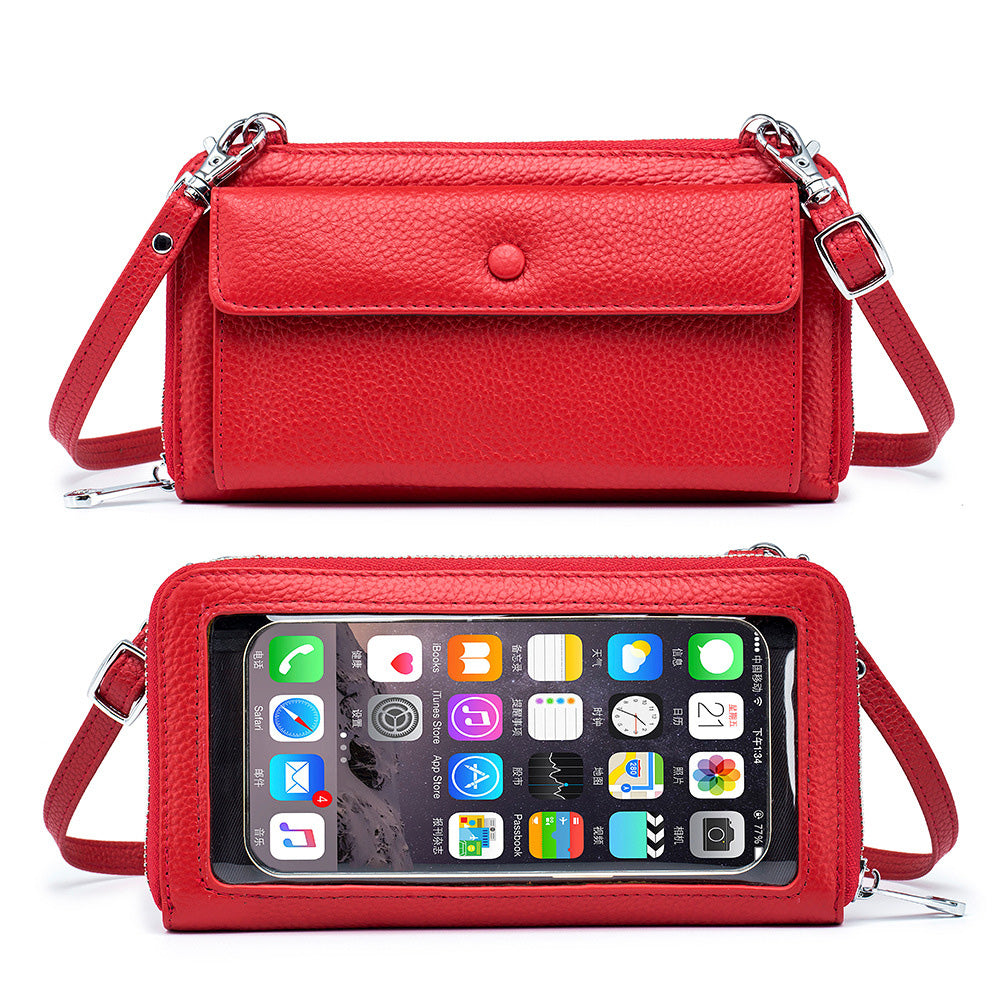 Cartera cruzada Ryann de piel auténtica para teléfono