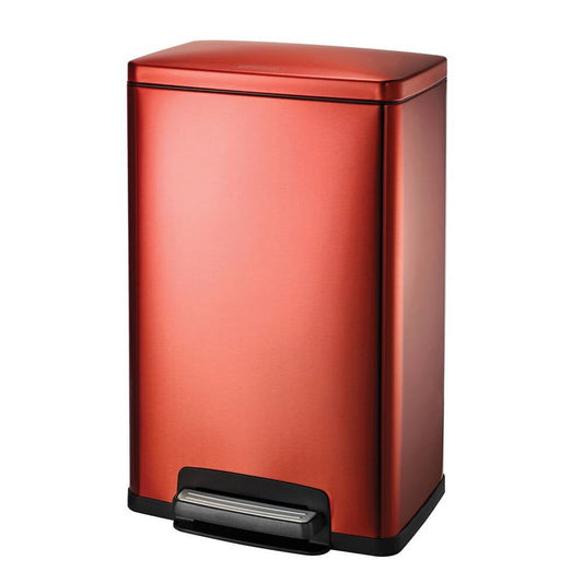 Cubo de basura de cocina de acero inoxidable de 13 galones con tapa de pedal en acabado rojo cobre