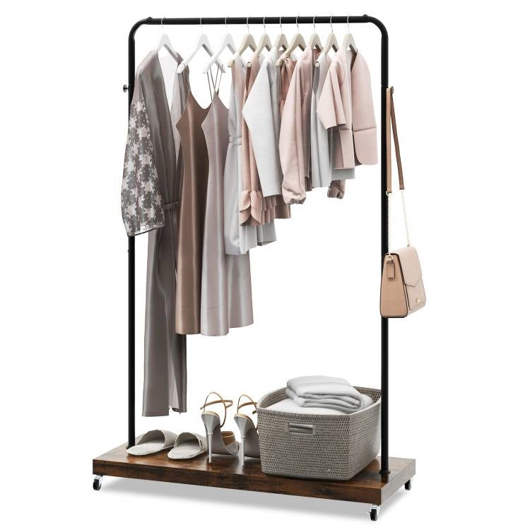 Estante industrial de metal resistente para ropa con estante inferior