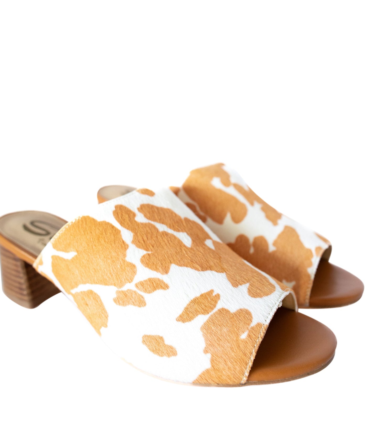 Pala de cuero vacuno Richwood Peeptoe color canela y blanco