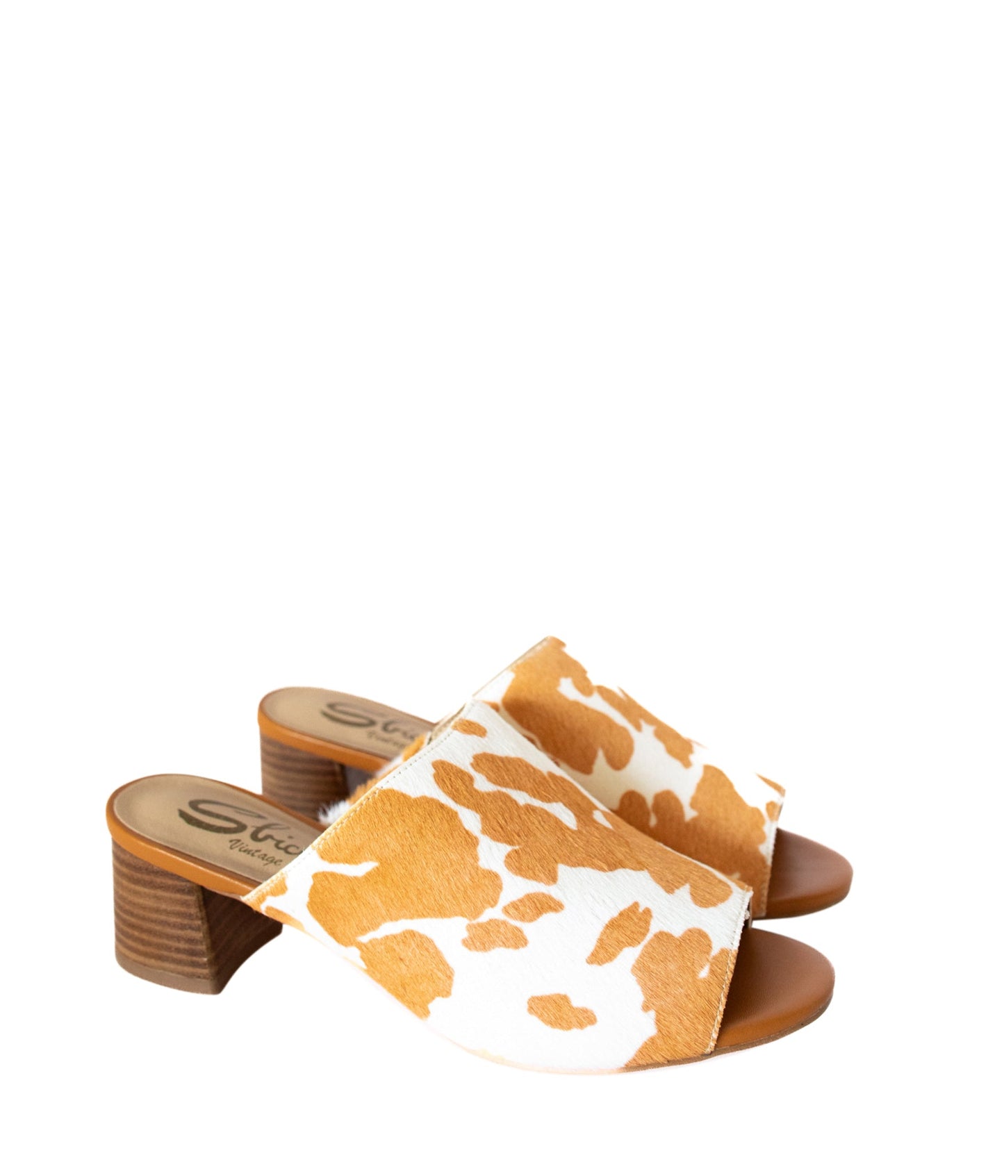 Pala de cuero vacuno Richwood Peeptoe color canela y blanco