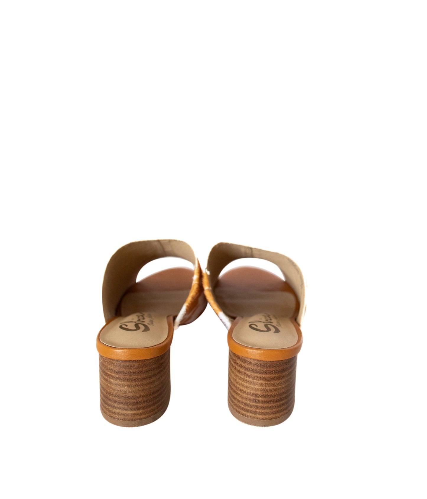 Pala de cuero vacuno Richwood Peeptoe color canela y blanco