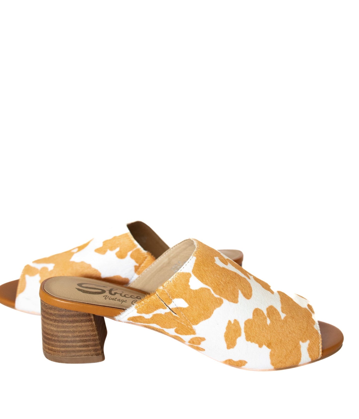 Pala de cuero vacuno Richwood Peeptoe color canela y blanco