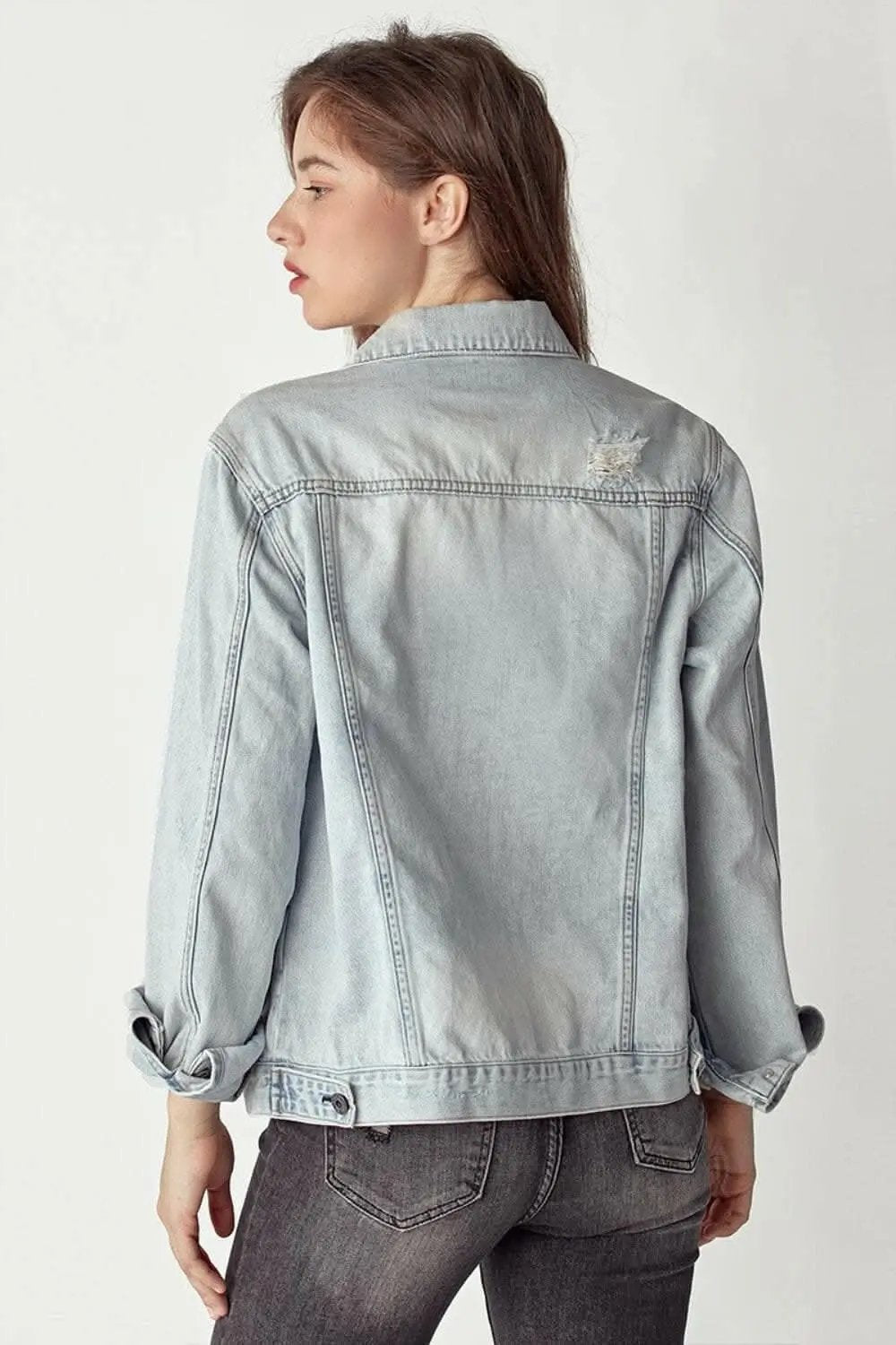 Pants Trendsi Jeans & Denim RISEN Distressed Button Up Jacket