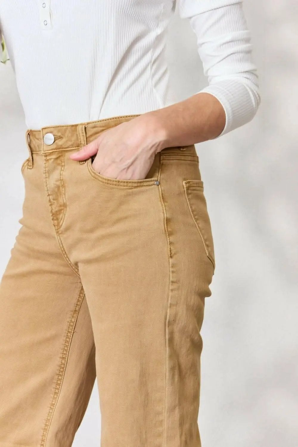 Women's Jeans Jeans - High-Waisted Wide Leg Fringe - Casual Flattering Fit