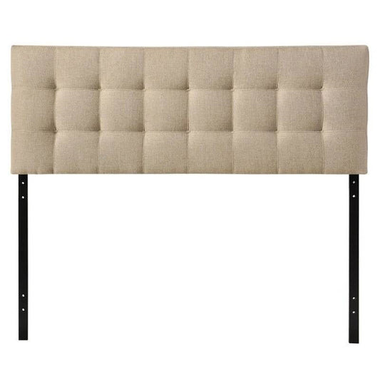 Cabecero tapizado tamaño completo de tela color beige, canela, gris topo, moderno y con mechones