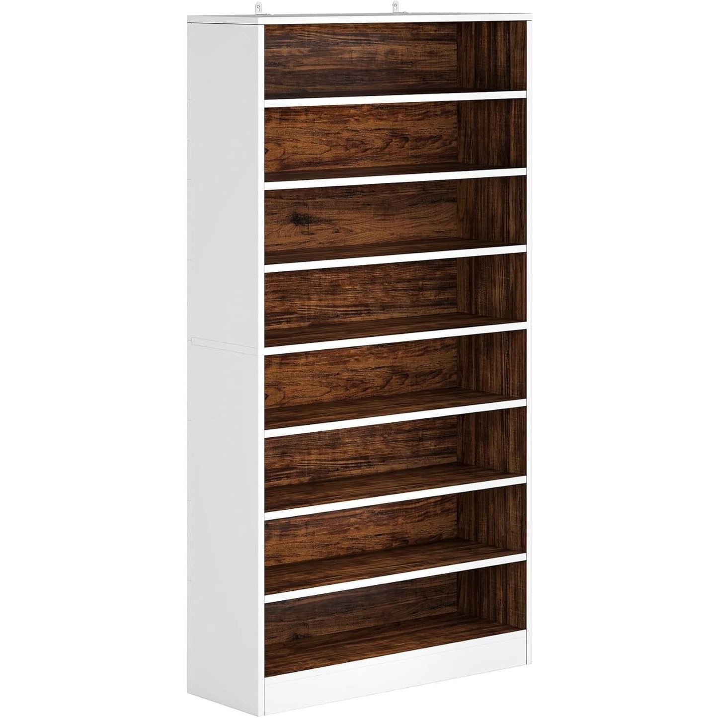 Armario de almacenamiento de zapatos de madera de 9 niveles blanco/marrón, con capacidad para hasta 45 pares