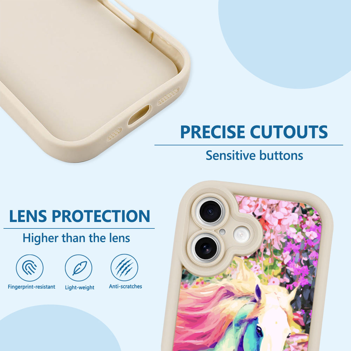 White Horse with Floral Background iPhone 16 Case