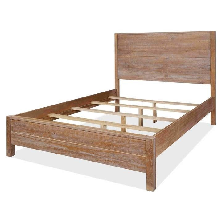 Cama de plataforma rústica FarmHome de pino macizo, tamaño Queen