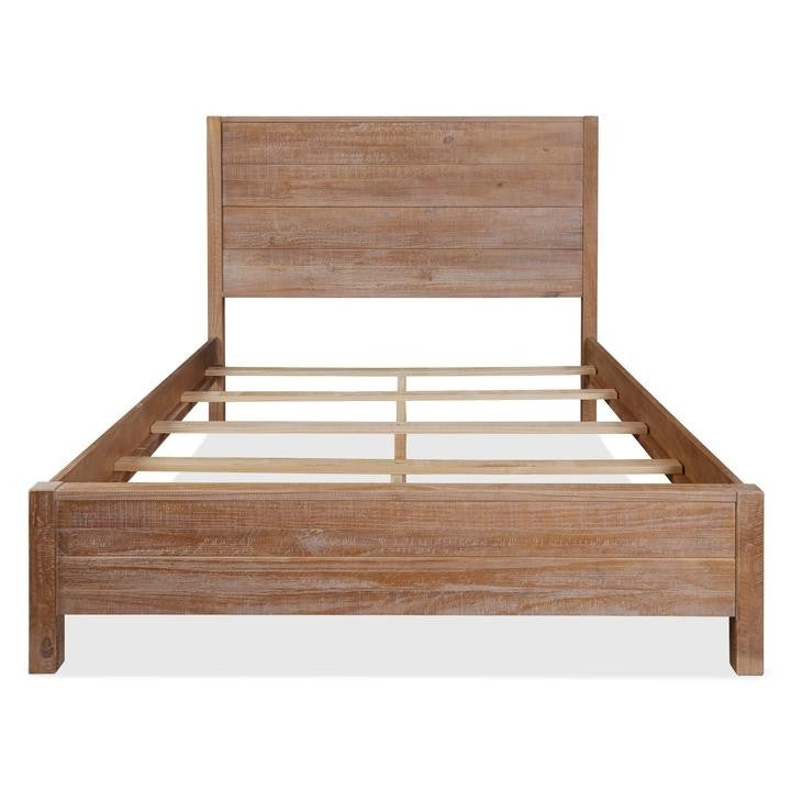 Cama de plataforma rústica FarmHome de pino macizo, tamaño Queen