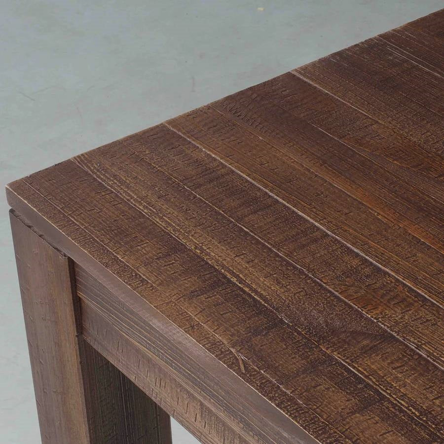 Mesa de comedor rústica moderna de madera maciza de 63 pulgadas en acabado marrón rústico