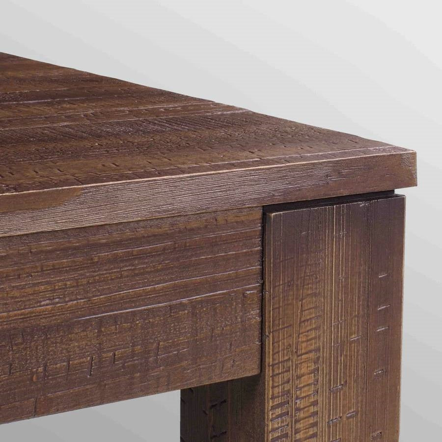 Mesa de comedor rústica moderna de madera maciza de 63 pulgadas en acabado marrón rústico