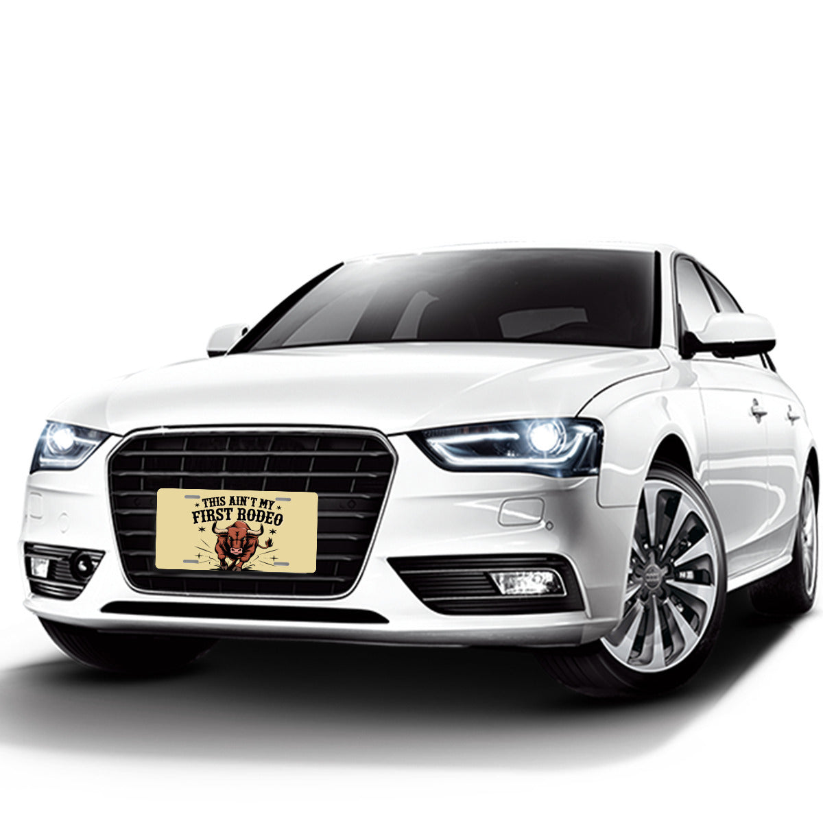 This Ain't My First Rodeo Angry Bull Aluminum Vanity License Plate Auto Accessory