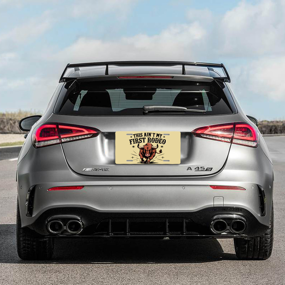 This Ain't My First Rodeo Angry Bull Aluminum Vanity License Plate Auto Accessory
