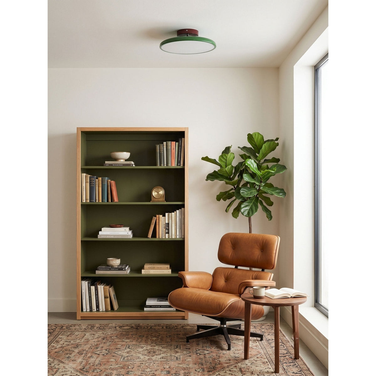 Orbitra | Flush Mount LED Ceiling Light with Swivel Arm, Dimmable Beige or Green Fixture