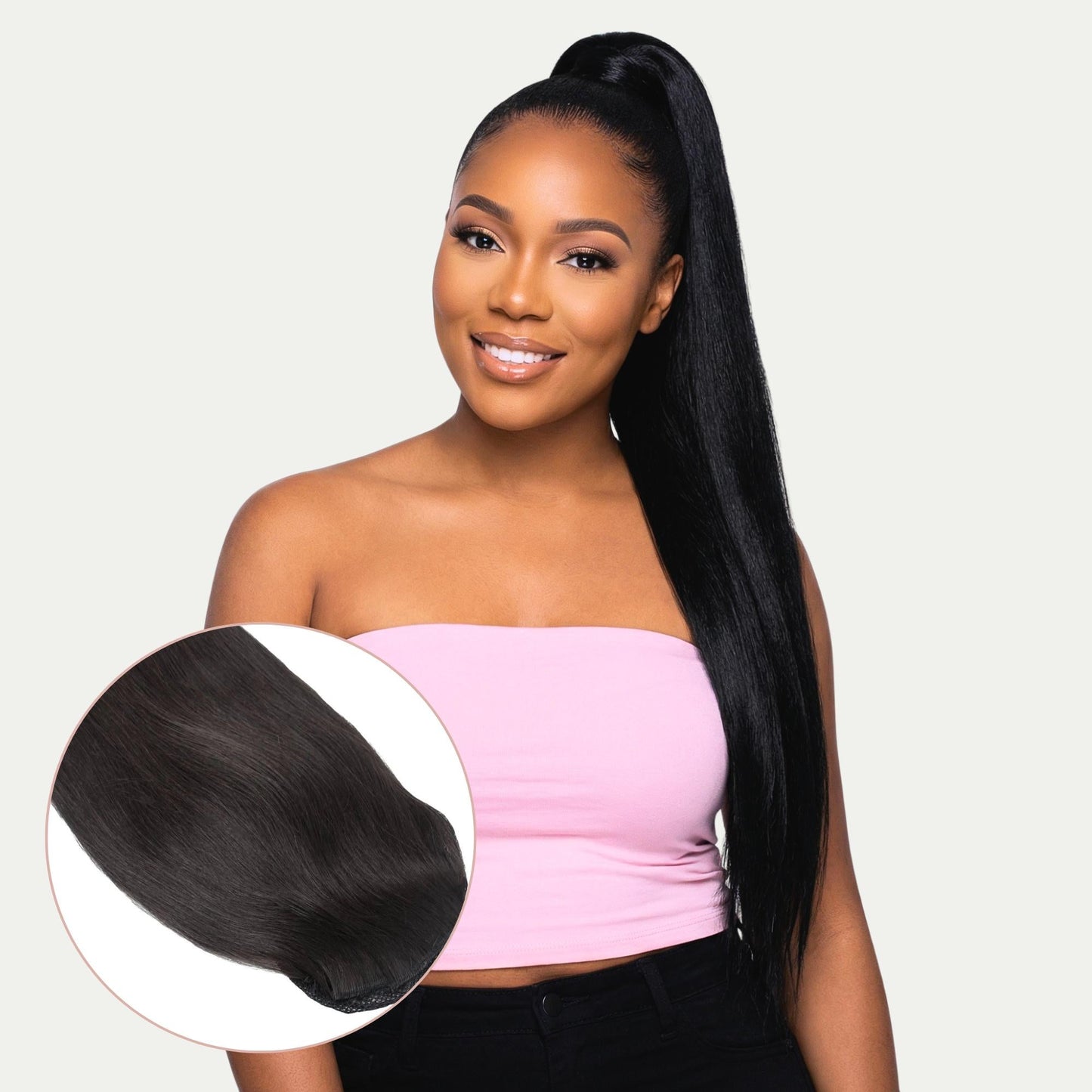 Cola de caballo de extensión de cabello humano 100% liso y virgen