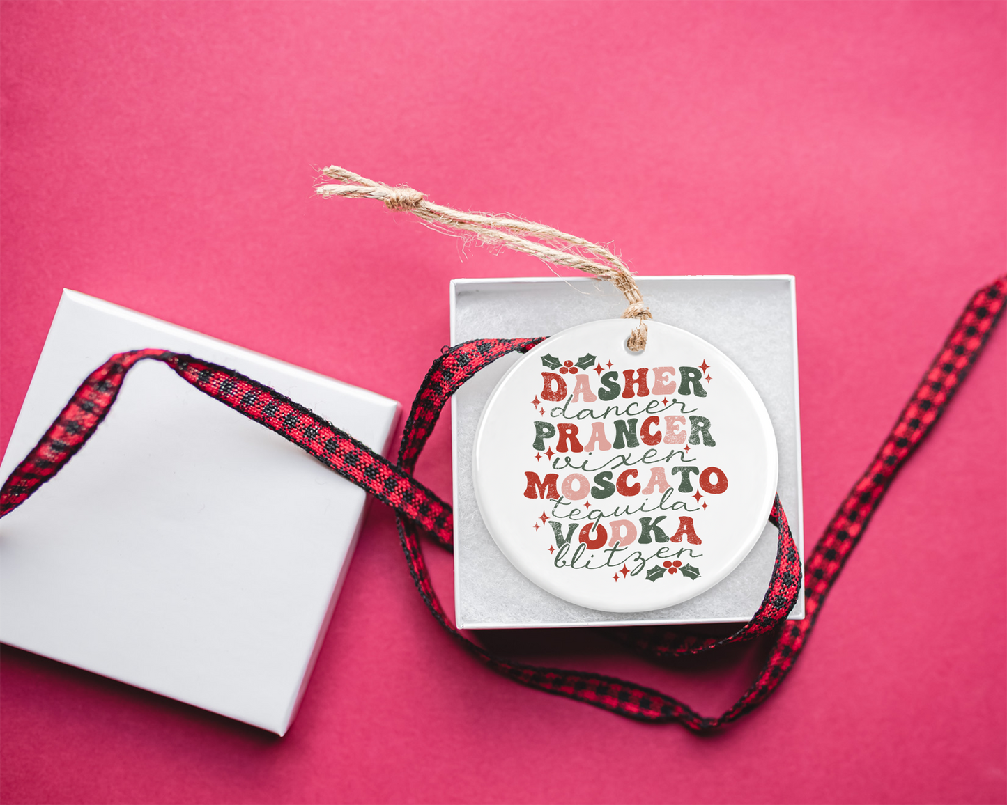 Reindeer Games Holiday Ornament – Dasher, Dancer, Moscato & Vodka