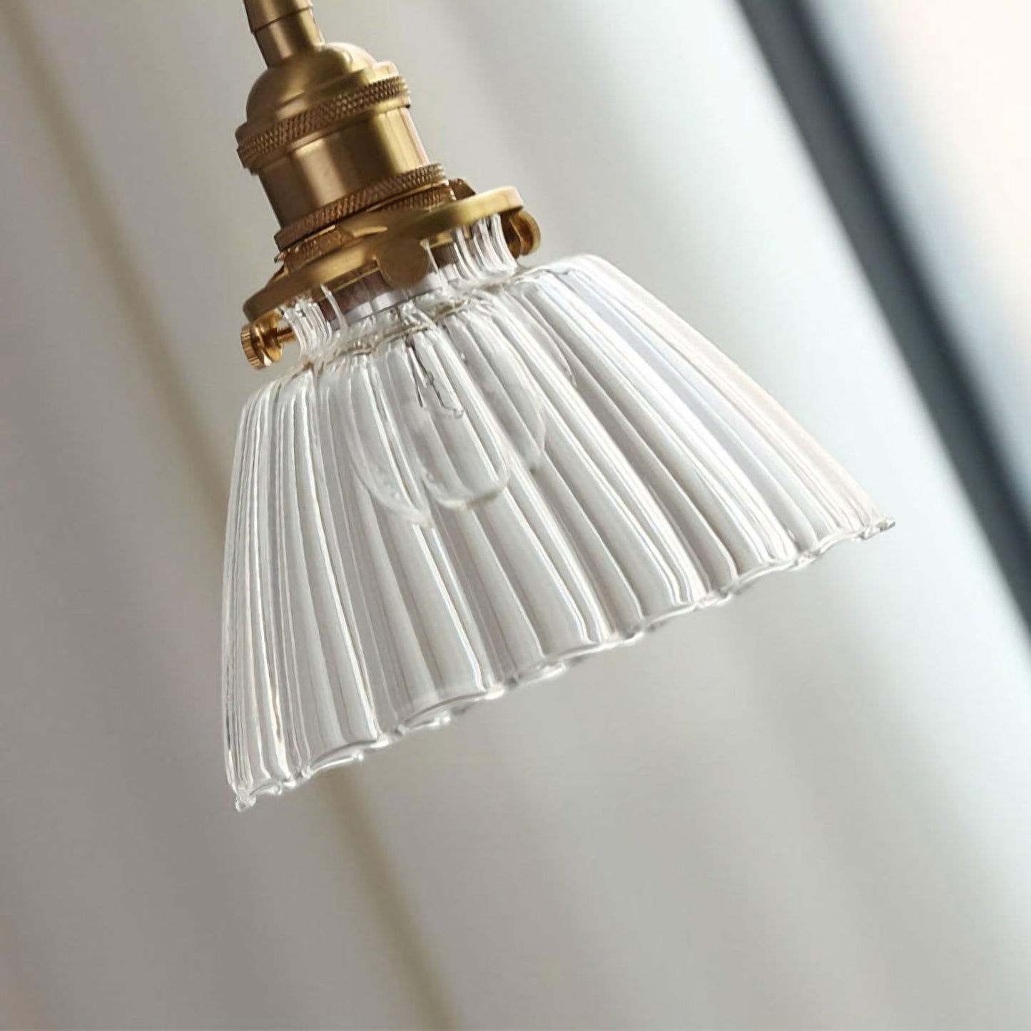 Lámpara colgante de cristal acanalado retro