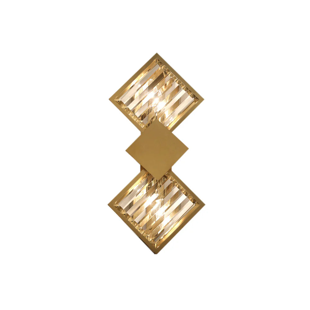 Aplique de pared rombo de cristal dorado
