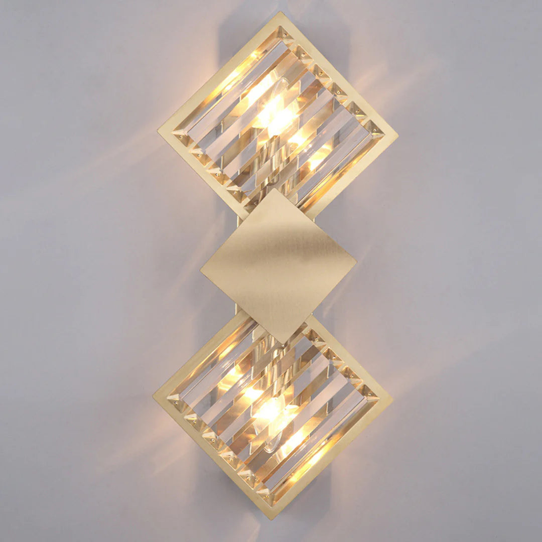Aplique de pared rombo de cristal dorado