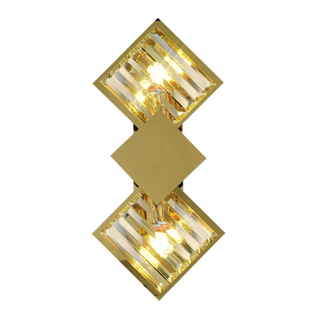 Aplique de pared rombo de cristal dorado