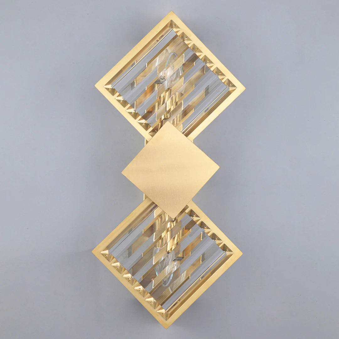 Aplique de pared rombo de cristal dorado