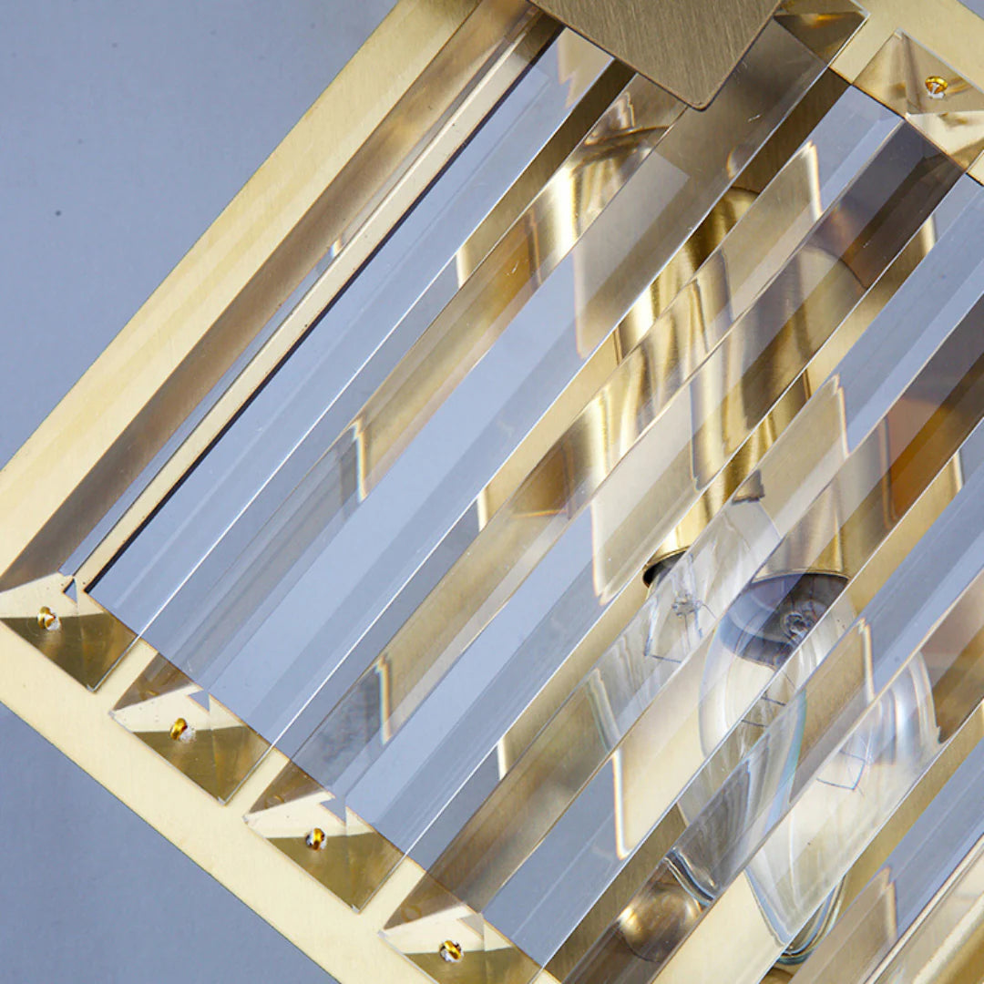 Aplique de pared rombo de cristal dorado