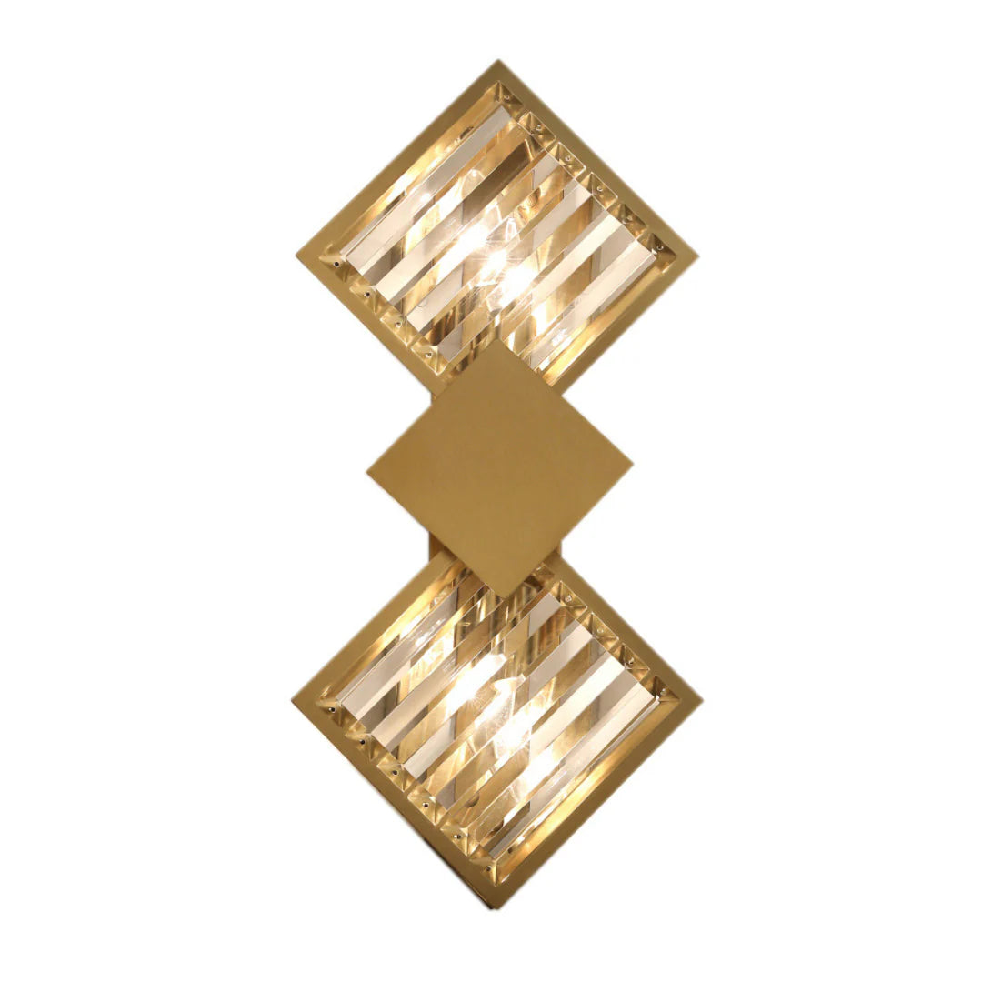 Aplique de pared rombo de cristal dorado