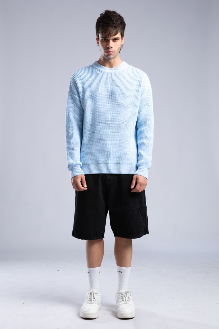 Suéter de punto acanalado con cuello redondo – Jersey oversize unisex
