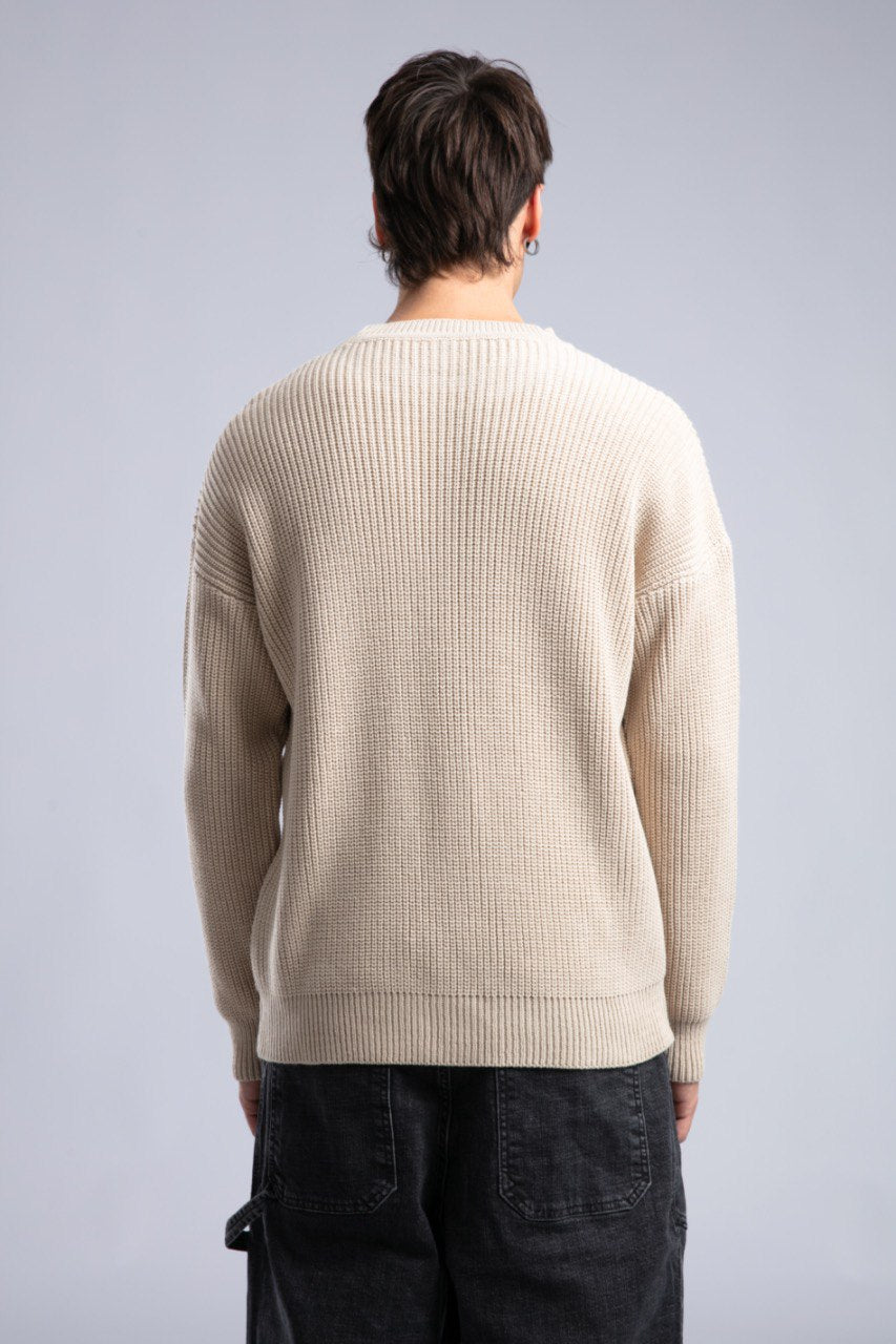 Suéter de punto acanalado con cuello redondo – Jersey oversize unisex