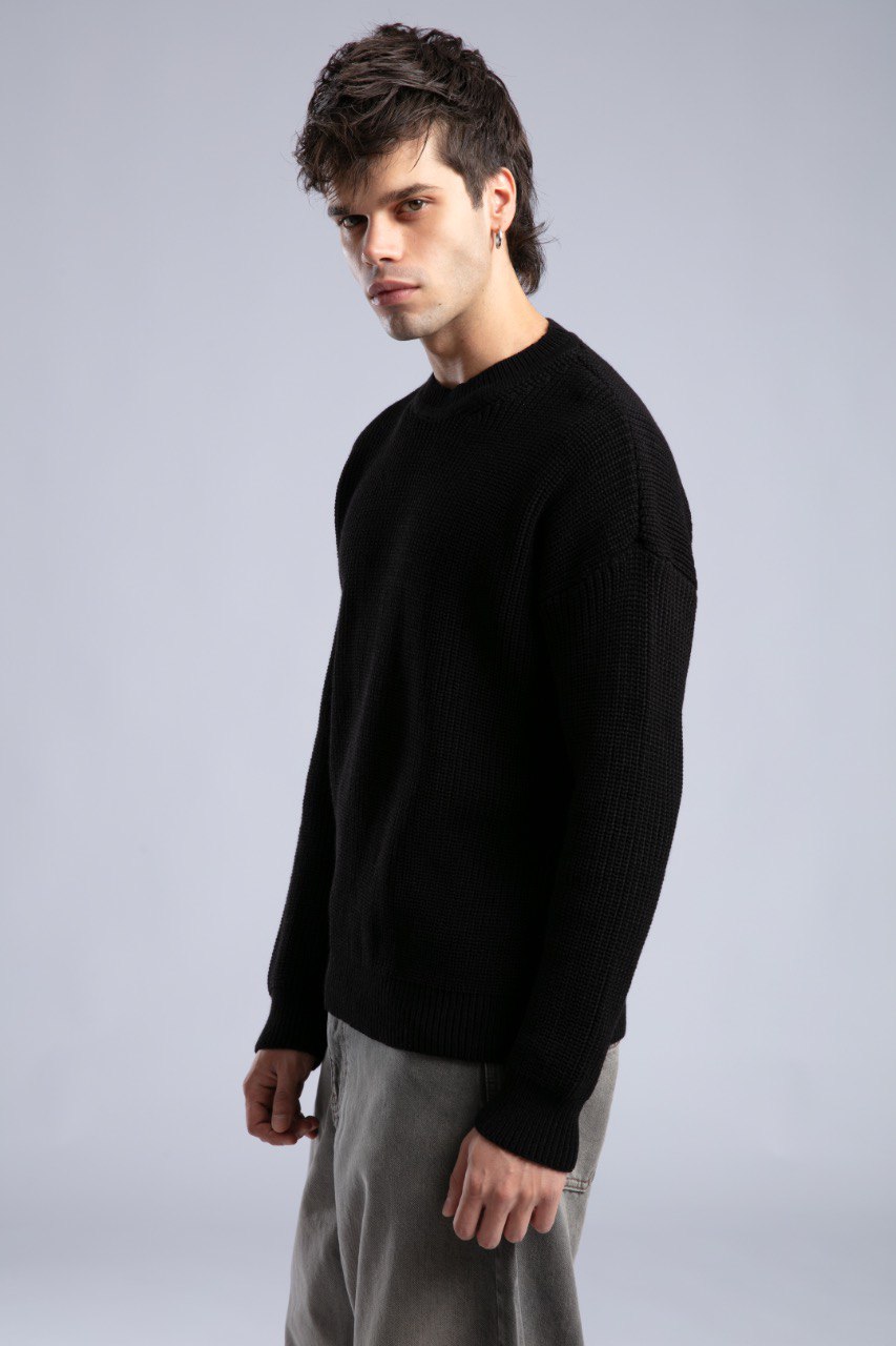 Suéter de punto acanalado con cuello redondo – Jersey oversize unisex