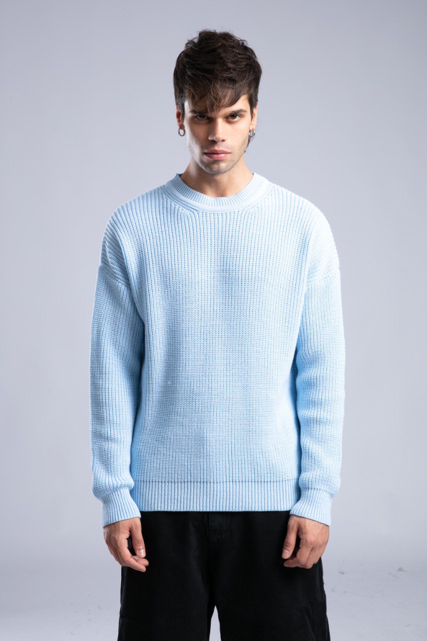 Suéter de punto acanalado con cuello redondo – Jersey oversize unisex