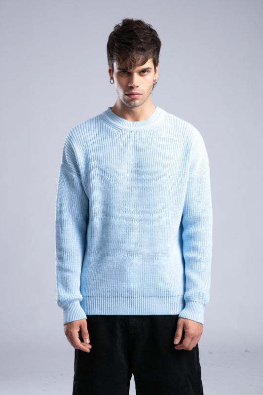 Suéter de punto acanalado con cuello redondo – Jersey oversize unisex