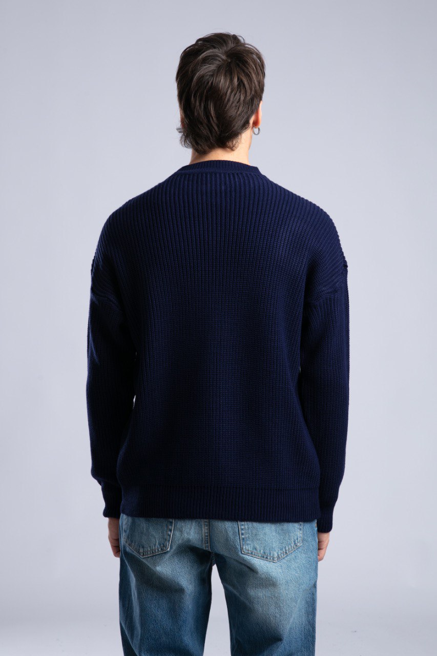 Suéter de punto acanalado con cuello redondo – Jersey oversize unisex