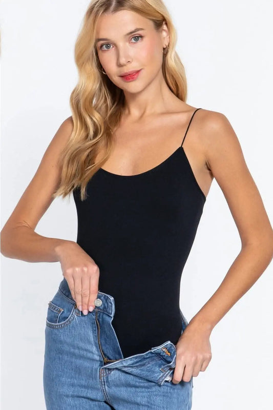 Accessories Trendsi Bodis de tirantes acanalado para mujer, top sin costuras de cuello redondo para uso diario