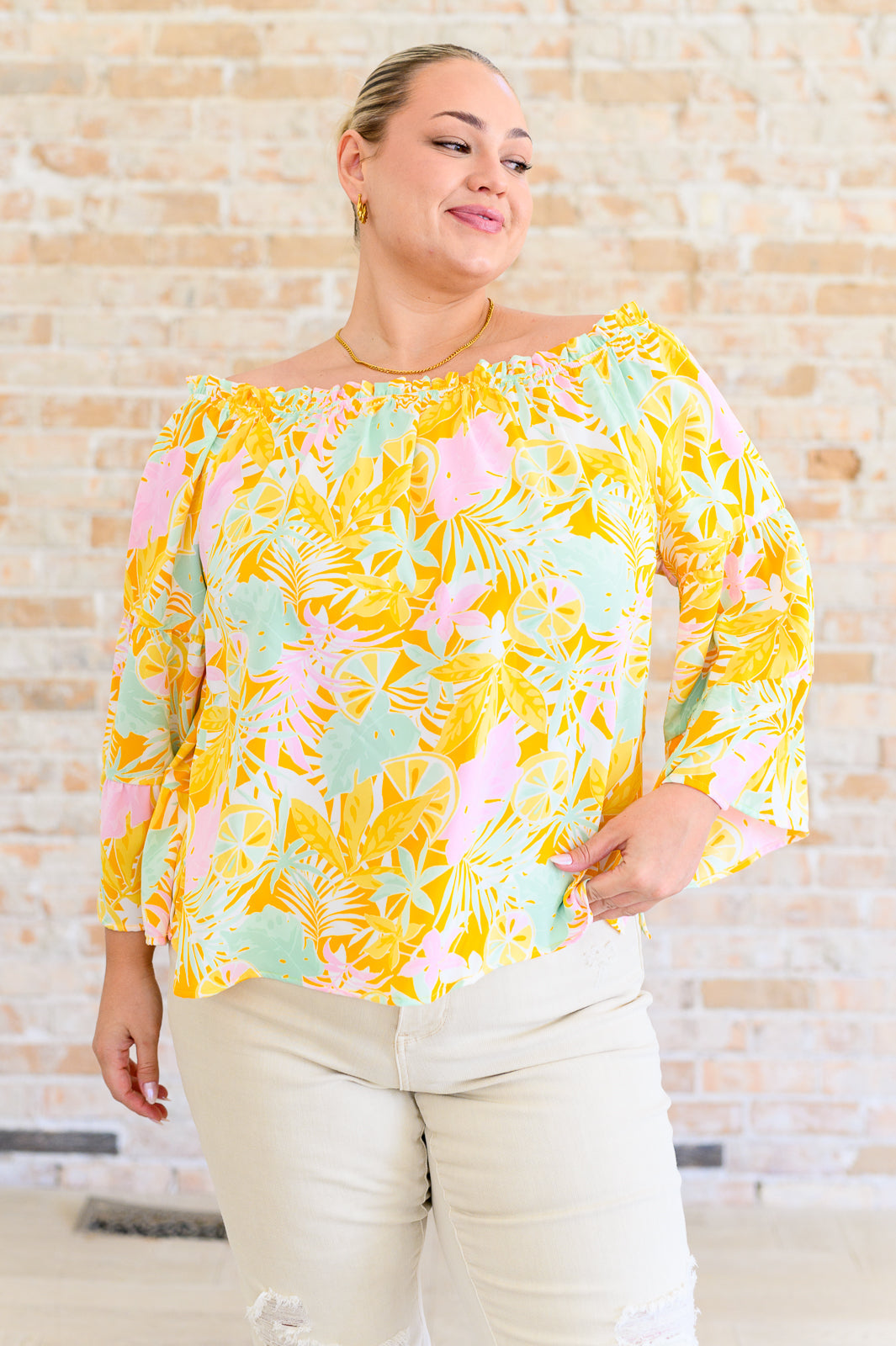 Blusa de hombros descubiertos Rich Spirit con mangas acampanadas
