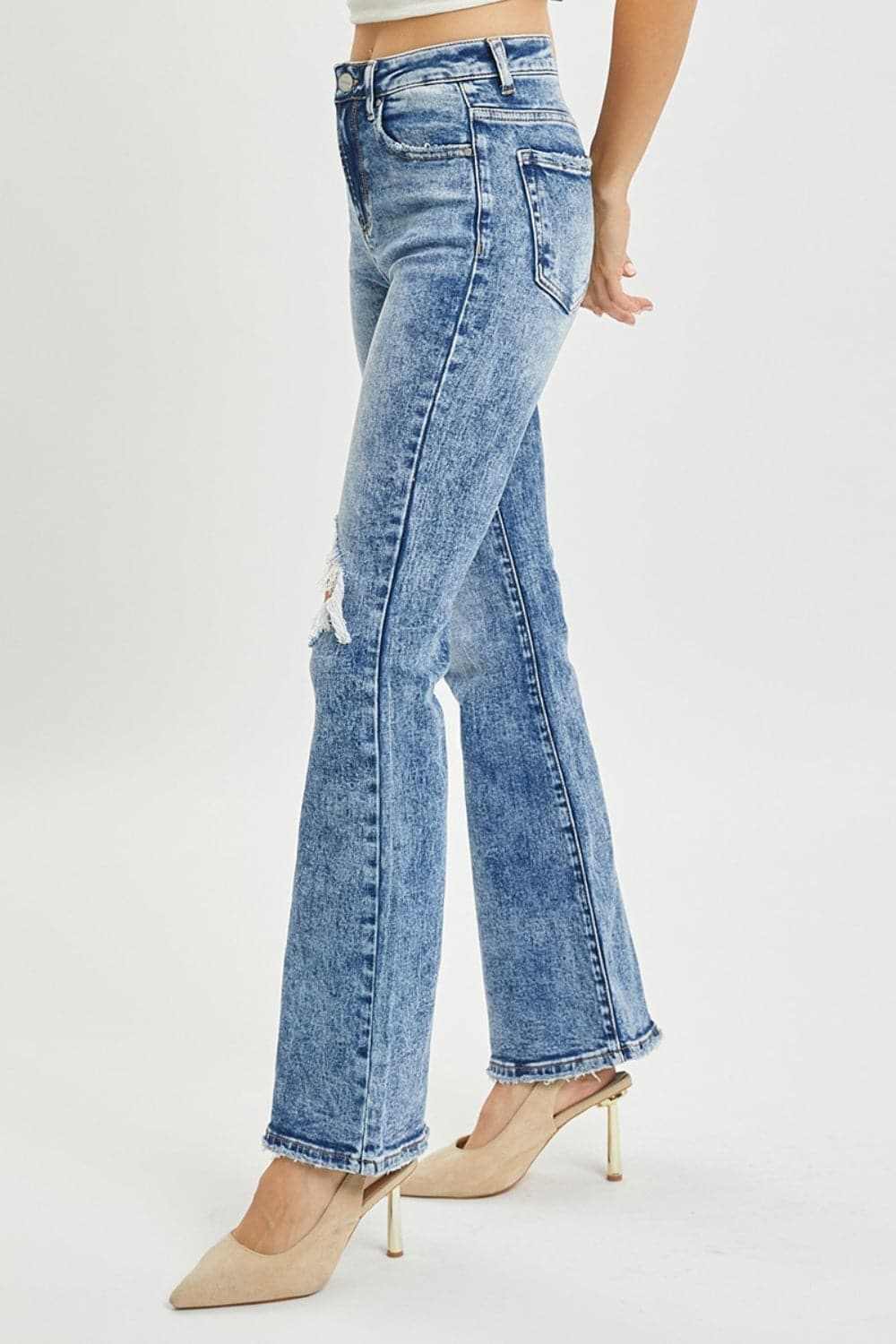 T-Shirts Trendsi High Rise Distressed Flares Women's Jeans: USA Shipped, Trendy