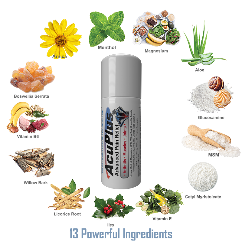 AcuPlus 3 oz. Roll-On Alivio del Dolor – Acción Rápida, Aplicación Manos Libres