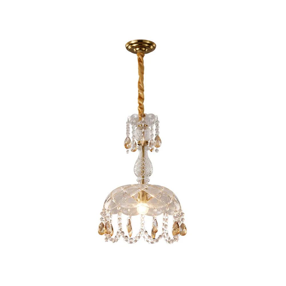 Lámpara colgante Rondelle de cristal en forma de flor
