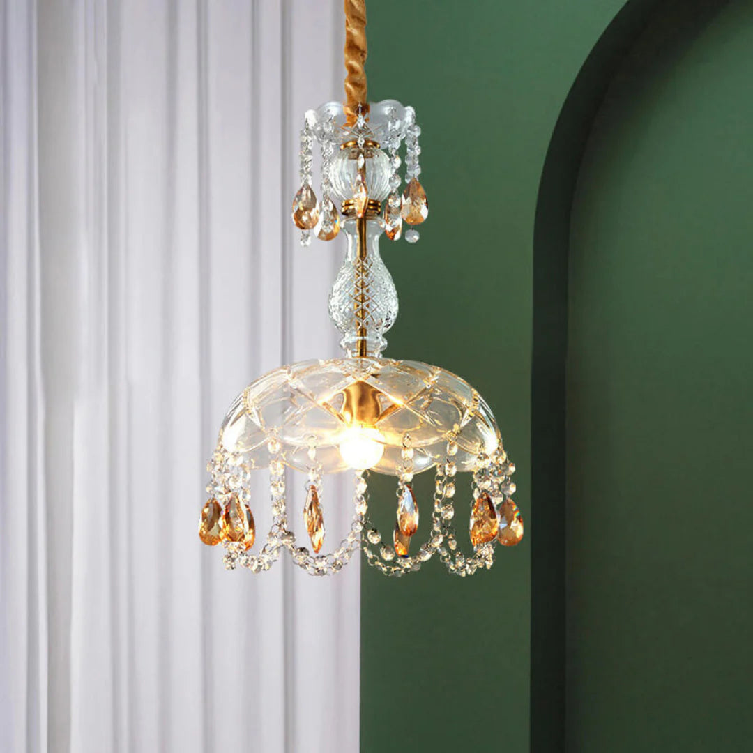 Lámpara colgante Rondelle de cristal en forma de flor