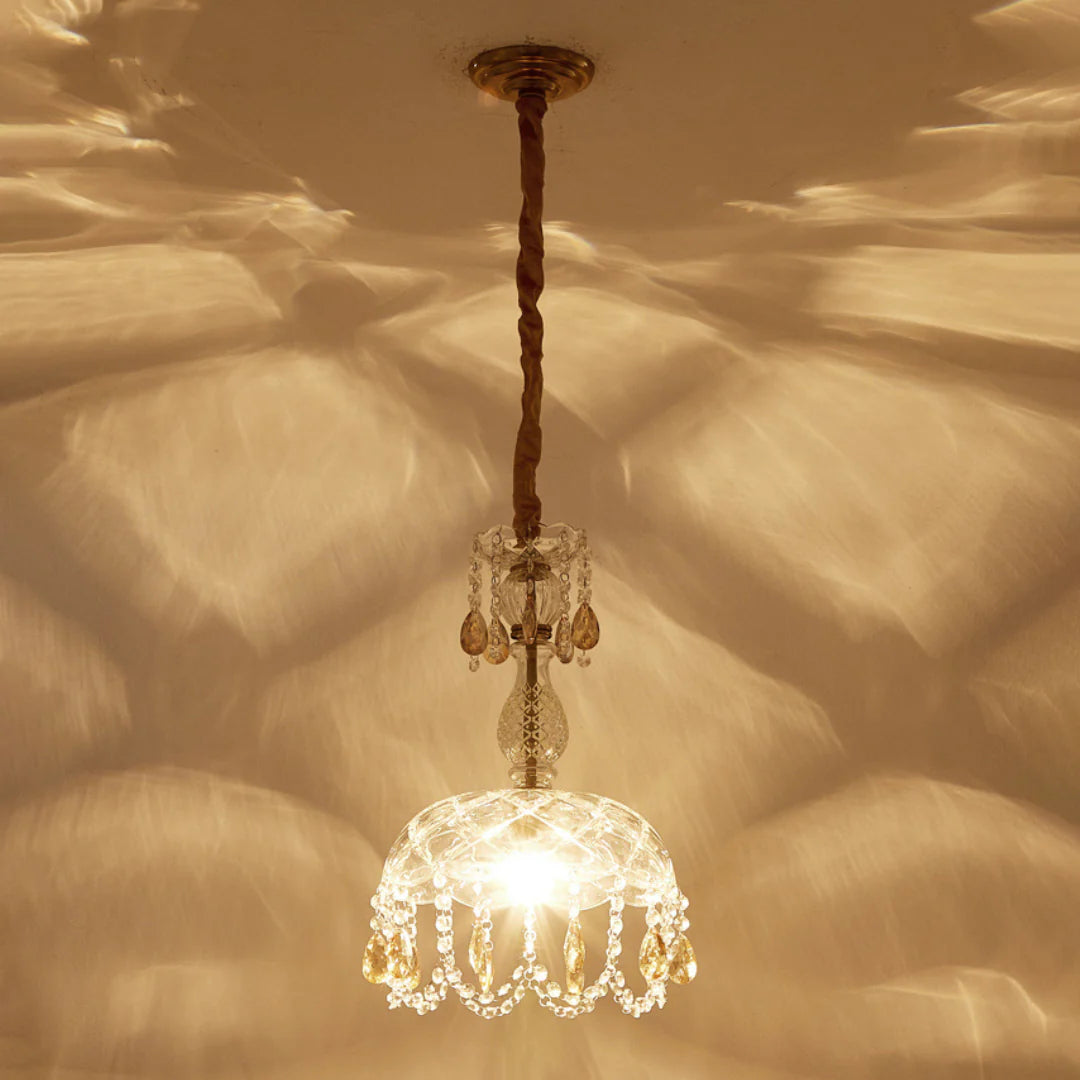Lámpara colgante Rondelle de cristal en forma de flor