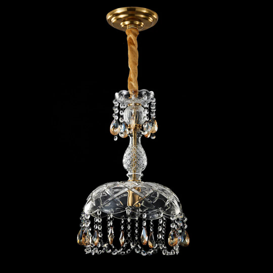 Lámpara colgante Rondelle de cristal en forma de flor