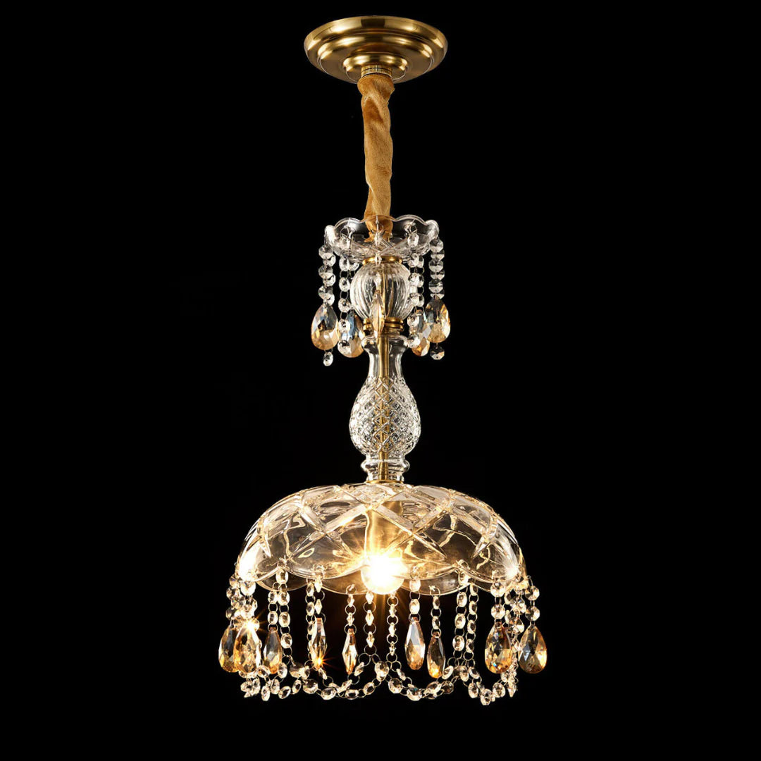 Lámpara colgante Rondelle de cristal en forma de flor