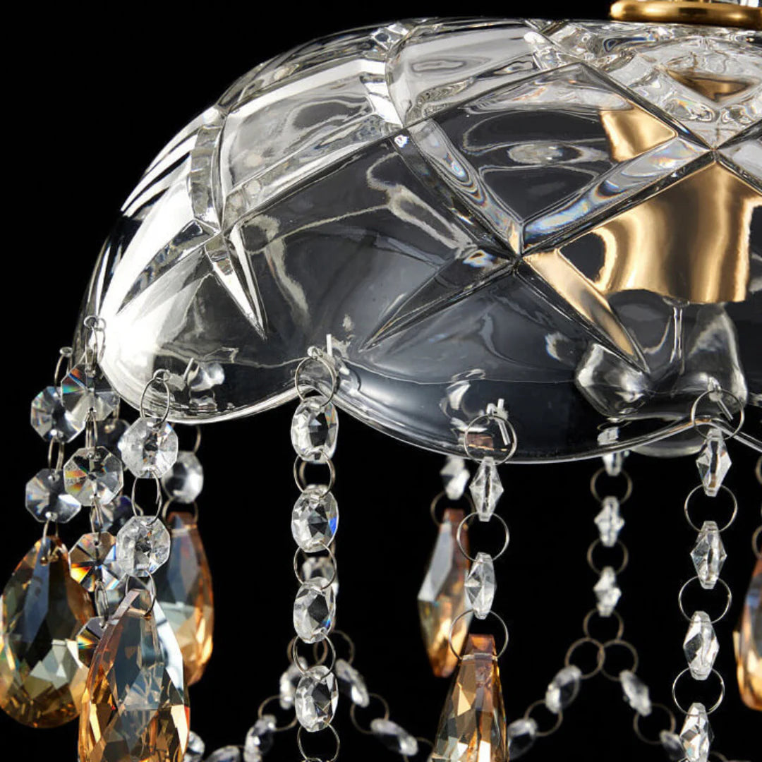 Lámpara colgante Rondelle de cristal en forma de flor